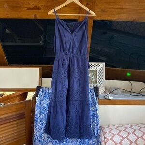 Liv Los Angeles navy blue eyelet dress with spaghetti straps size medium